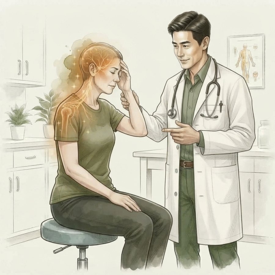 Doctor assessing a patient with headache — migraine and headache care at CPMC Care Thousand Oaks