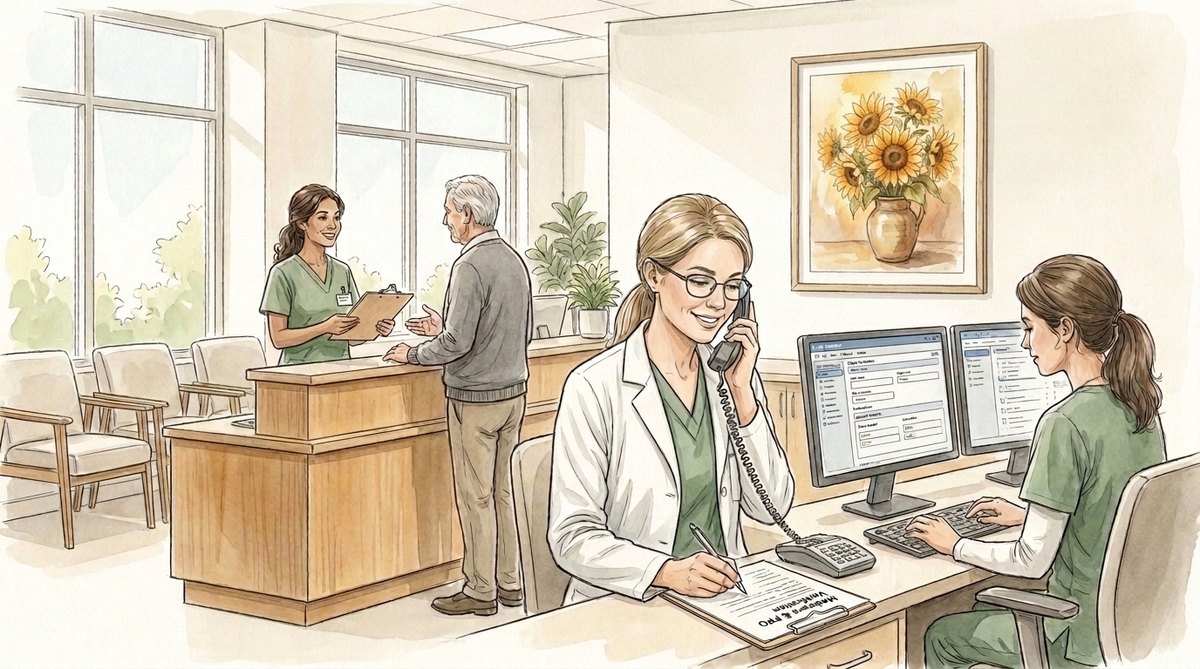 Front desk staff verifying insurance coverage at CPMC Care Thousand Oaks